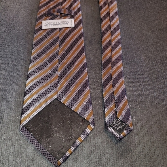 Yellow & silver striped tie NEW - Picture 5 of 7